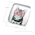 33x30mm Cute cat square clear pattern glass cabochons